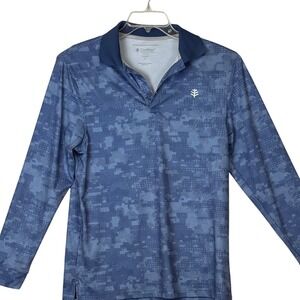 Coolibar ERDYN L S GOLF POLO UPF 50+ Sun Protection Mens Size S Blue Camo